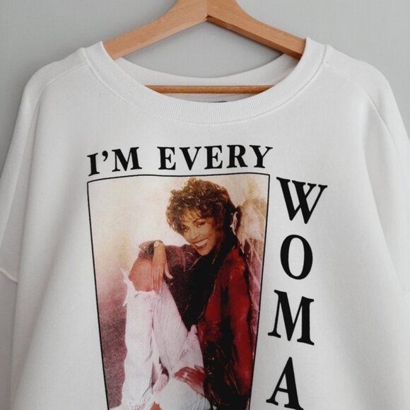 WHITNEY HOUSTON Boxy Relaxed Fit Crewneck Comfy Sweatshirt Top White Sz 3X - Picture 3 of 16